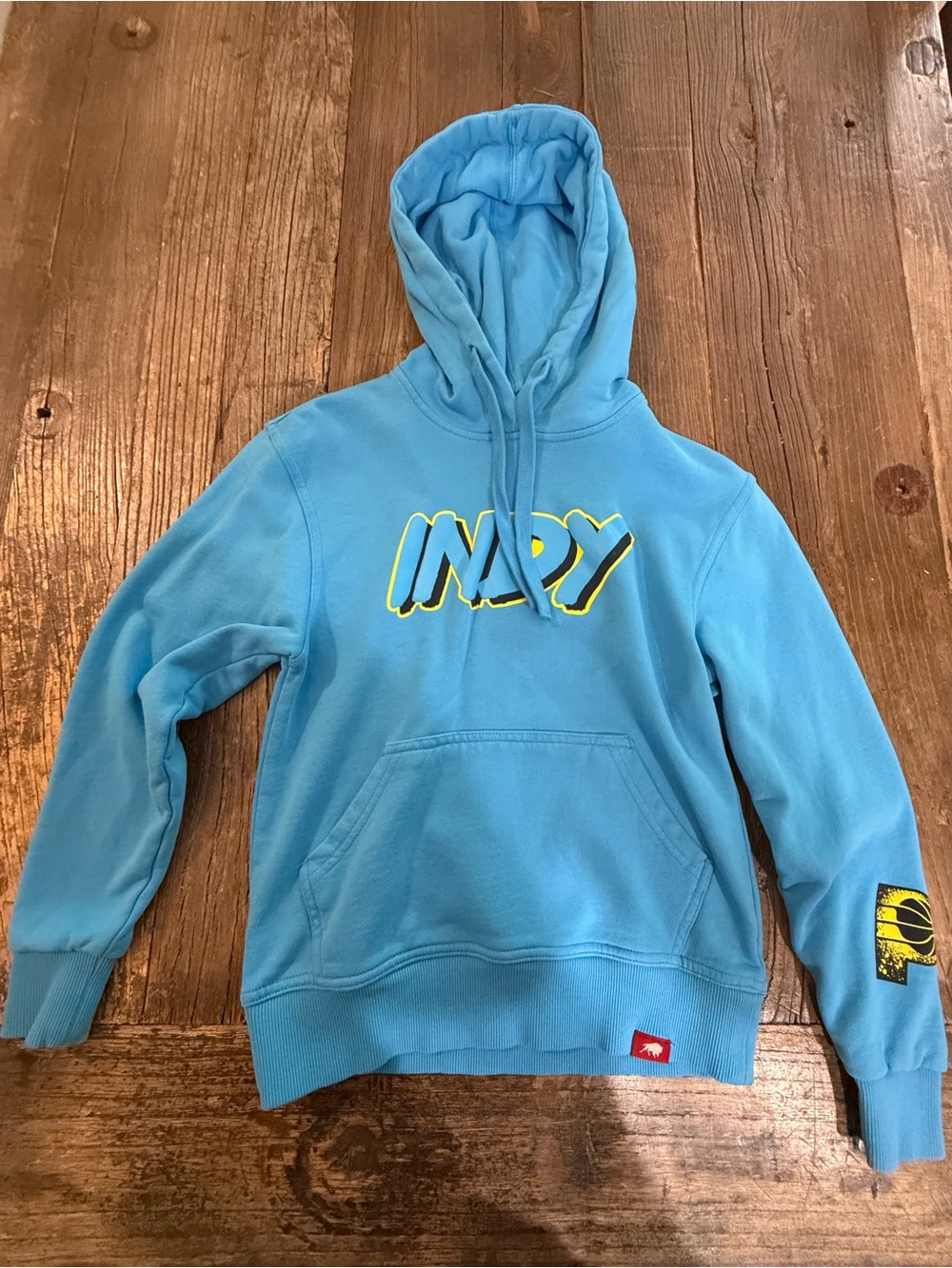Indiana Pacers Youth Light Blue Pullover Hoodie with Yellow-Outlined Logo